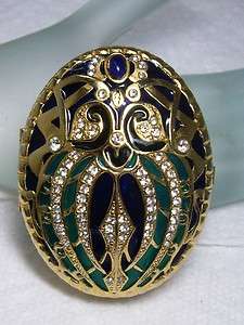   Limited Edition Crystal Enamel Jeweled Egyptian Scarab Trinket Box