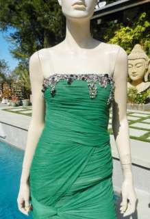 WICKED HOT!***$1,535 MANDALAY Jeweled Jade Tulle Strapless Dress 