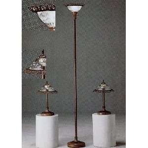   3pc Brown Finish Metal Glass Table & Floor Lamp Set: Home Improvement