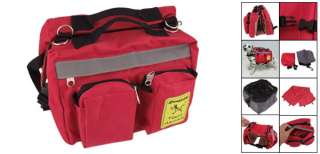 Zipper Compartment Adjustable Red Pet Doggie Saddle Bag for Camping 