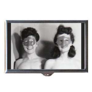  1950s 2 Girls in Black Masks Coin, Mint or Pill Box Made 