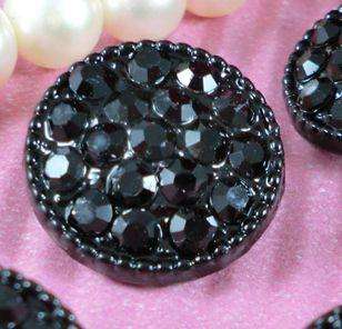 Sparkling Black Crystal Rhinestone Buttons #B491  