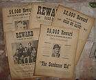   Old West Wanted Posters Outlaw Wild Bunch Butch Cassidy Sundance Kid