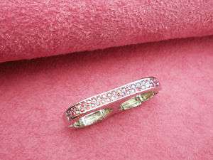 SILVER PINK AB CRYSTAL 2 ROW TWO FINGER ADJUSTABLE RING  