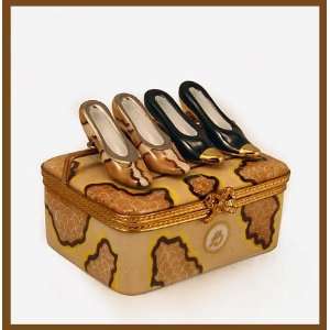  Shoebox Suitcase with Python Leather Shoes French Limoges 