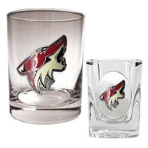  Phoenix Coyotes Rocks Glass & Square Shot Glass Set 