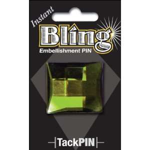  Instant Bling Rhinestone Tack Pins Lime Square 1/Pkg