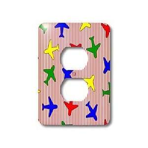   Primary Colors Red Stripe Background   Light Switch Covers   2 plug