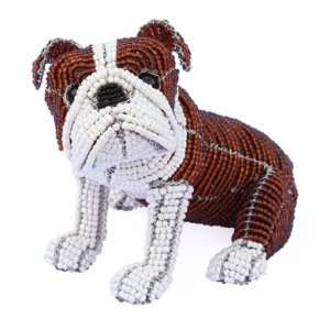   Dog Bulldog Brown/White, Spike, Beads Handcraft Art: Kitchen & Dining