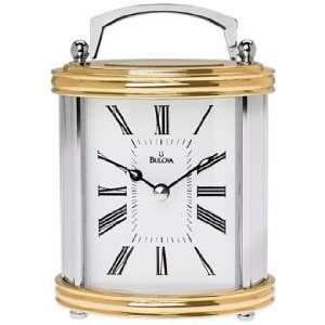   Brass and Chrome 5 1/4 High Bulova Mantel Clock