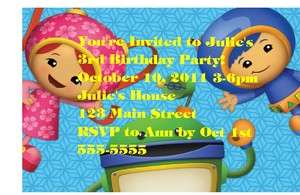 Team Umizoomi Birthday Party Invitation! 100% personalized! w 