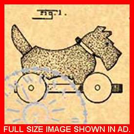 SCOTTIE DOG On Wheels Pull Toy Patent Terrier #372  