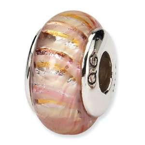    925 Silver Hand Blown Glass Multicolor Jewelry Bead Jewelry
