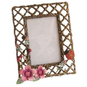  Bejeweled Ladybug and Flowers Picture Frame, Holds 2x3 