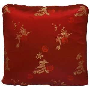  Chinese Silk Pillow   Dragon & Phoenix, Red (#47)