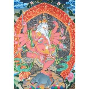  Twelve armed Dancing Ganesha   Tibetan Thangka Painting 