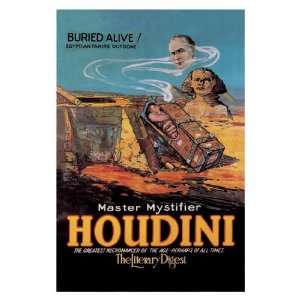 The Literary Digest Houdini Buried Alive 12x18 Giclee on canvas 