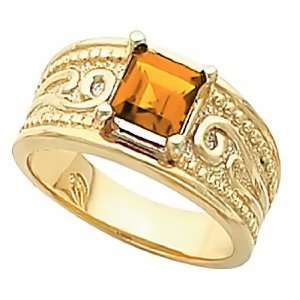    14K Yellow Gold Spessartite Garnet Etruscan Style Ring: Jewelry