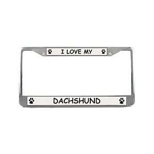  Dachshund License Plate Frame (Chrome): Patio, Lawn 