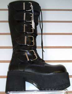 Demonia Black Punk Goth Platform Boots, Ranger size 8  