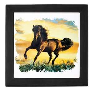  Keepsake Box Black Horse at Sunset 