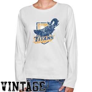 NCAA Cal State Fullerton Titans Ladies White Distressed Logo Vintage 