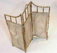   DOLL HOUSE ACCESSORY, 3 PANEL BAMBOO SCREEN GILT PEWTER  