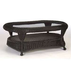 Classic Wicker Outdoor Brown Table with Inlaid Glass 