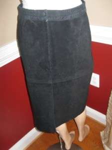   Hook Black Leather Suede Skirt Straight Size 6 or 8 pencil (A2)  
