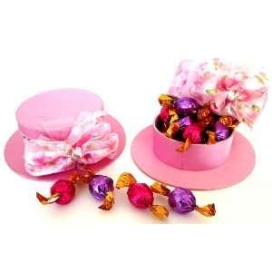 Light Pink Bonnet Hat Gift Box With Dozen Godiva Assorted Individually 