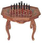   BATTLE Hand Carved INTRICATE CHESS TABLE SET Bali Folk ART Fair Trade