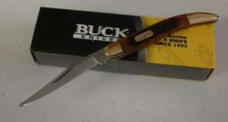 Buck Amber Jigged Bone Toothpick 420HC Pocket Knife 385A  