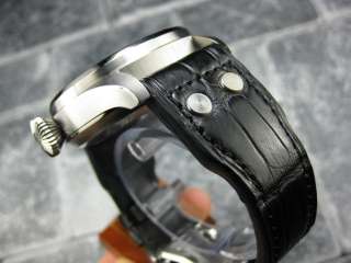 22mm Black Leather Strap with Rivet for IWC BIG PILOT  