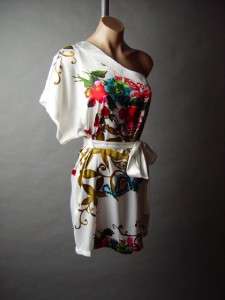   Exotic Floral Paisley Print Kimono Style Top Blouse Tunic M  
