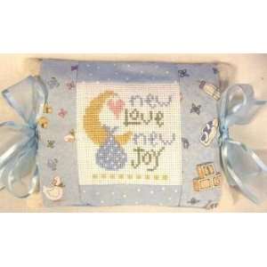  New Love Baby Blue Pillow   Cross Stitch Kit: Arts, Crafts 