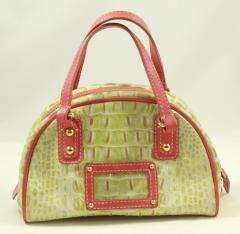   & Bourke Small Green Pink Animal Domed Gym Bag Satchel Purse  