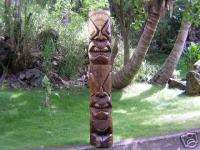 Hawaiian Tiki God Statue hand carved Koa wood carving  