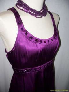 Gorgeous Express Top L Purple Slvless SILK Bling NWT  