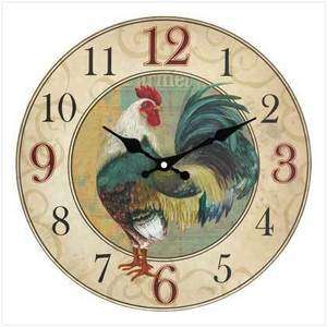 COUNTRY ROOSTER WALL CLOCK Farm Kitchen Art Decor NEW  