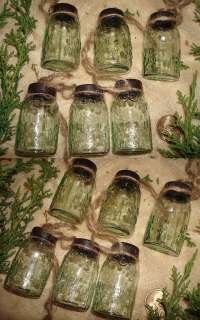 Set Lot 12 Vintage Mini Mason Patent 1858 Fruit Canning Jar Christmas 