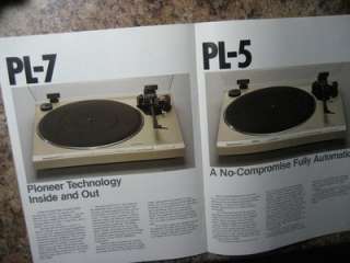 Pioneer Turntables Brochure 1981 PL L800,PL 8,PL 7,PL 5  