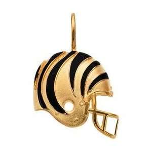  14K Yellow Gold Cincinnati Bengals Enamel Helmet Pendant 