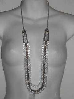   LOFT Silver Wire Multi Strand Bead Crystal Necklace NWT $49  
