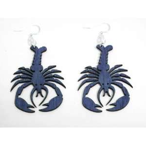  Evening Blue Lobster Wooden Earrings GTJ Jewelry