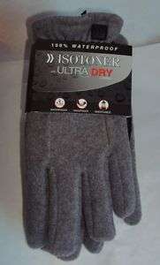 MENS Isotoner GLOVES Waterproof with ULTRA DRY LINING  