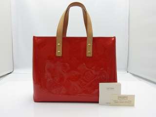 Louis Vuitton Authentic Monogram VERNIS Reade PM Hand Bag Purse RED 