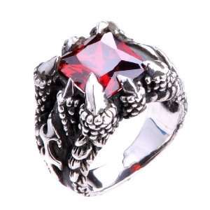 Beautiful Garnet Gemstone Ring for Mens .925 Silver Jewelry Fashion