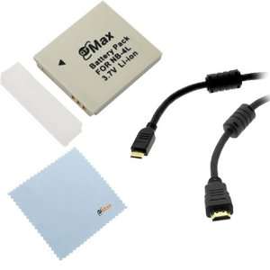 GTMax Replacement NB 4L Standard Battery + MIni HDMI Cable + Belt Clip 