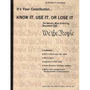   Enduring Document for We The People Barbara P. Hutchinson Books