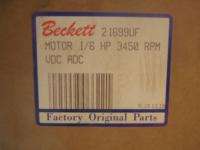 NEW Beckett Oil Burner Motor 1/6 HP 3450 RPM 12 Volt VDC ADC 21699UF 